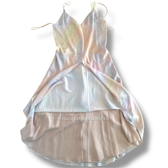 NWT VINCE Rainbow Wash Satin Slip Dress In Size Medium Pink Blue Yellow Purple - Picture 8 of 16